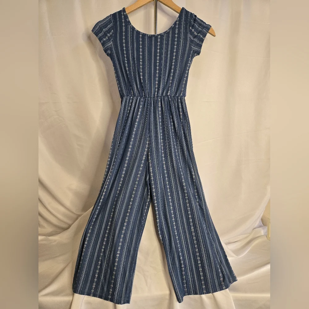 Jenna & Jessie Girls Blue Striped Capri Romper Size 8 – - Picture 7 of 7